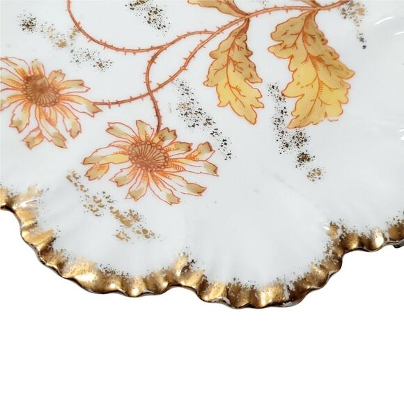 Vtg Marx & Gutherz Carlsbad Austria Fluted Edges HandPainted Floral Trinket Dish - Picture 8 of 10